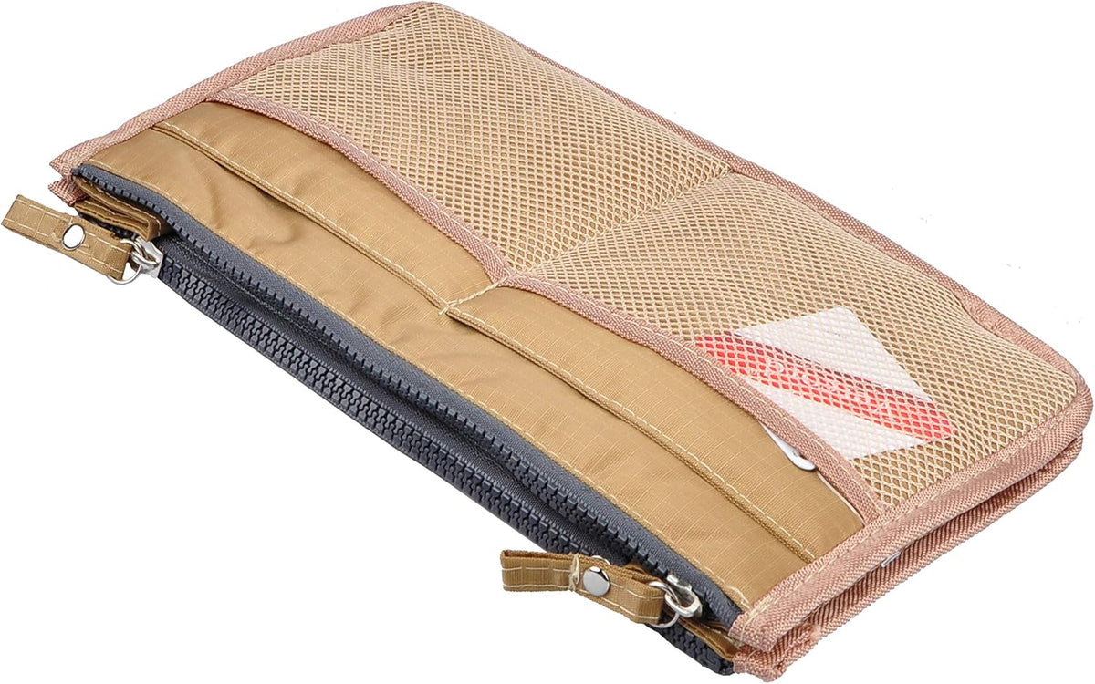 Updated Purse Handbag Organizer Insert Liner Bag in Bag 13 Pockets Beige Dot Small