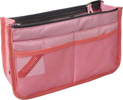 Updated Purse Handbag Organizer Insert Liner Bag in Bag 13 Pockets Beige Dot Small
