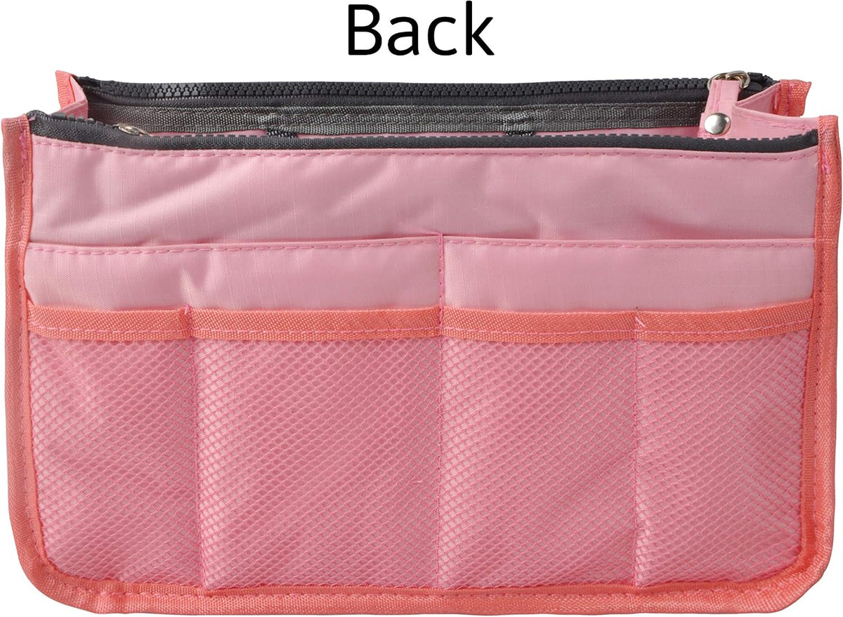 Updated Purse Handbag Organizer Insert Liner Bag in Bag 13 Pockets Beige Dot Small