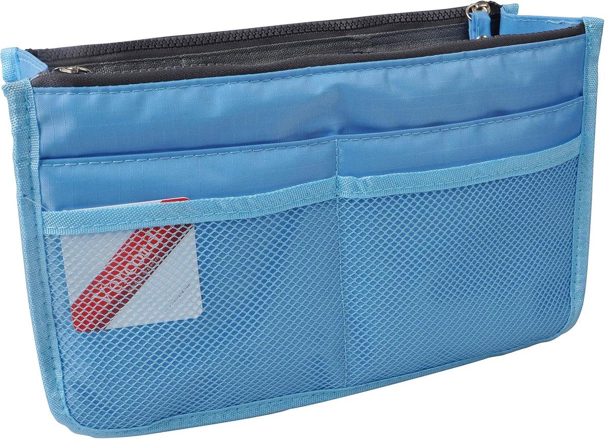 Updated Purse Handbag Organizer Insert Liner Bag in Bag 13 Pockets Beige Dot Small