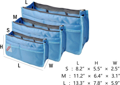 Updated Purse Handbag Organizer Insert Liner Bag in Bag 13 Pockets Beige Dot Small