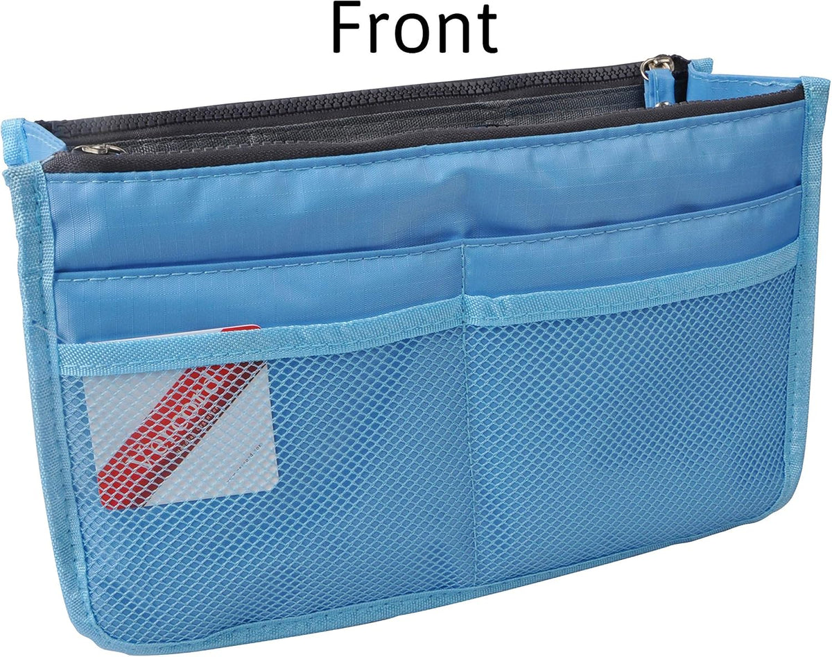 Updated Purse Handbag Organizer Insert Liner Bag in Bag 13 Pockets Beige Dot Small