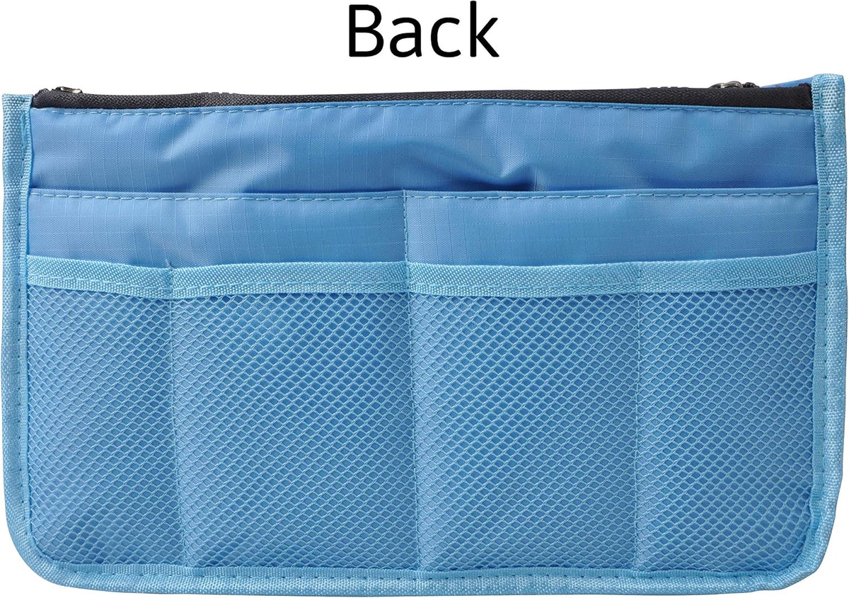 Updated Purse Handbag Organizer Insert Liner Bag in Bag 13 Pockets Beige Dot Small