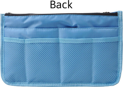 Updated Purse Handbag Organizer Insert Liner Bag in Bag 13 Pockets Beige Dot Small