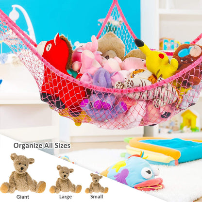 Toy Hammock for Stuffed Animals, Stuffed Animal Hammock Net Jumbo Plush Toy Storage Cornet Net 70" Wall Sling Large Teddy Bear Storage Organizer Black