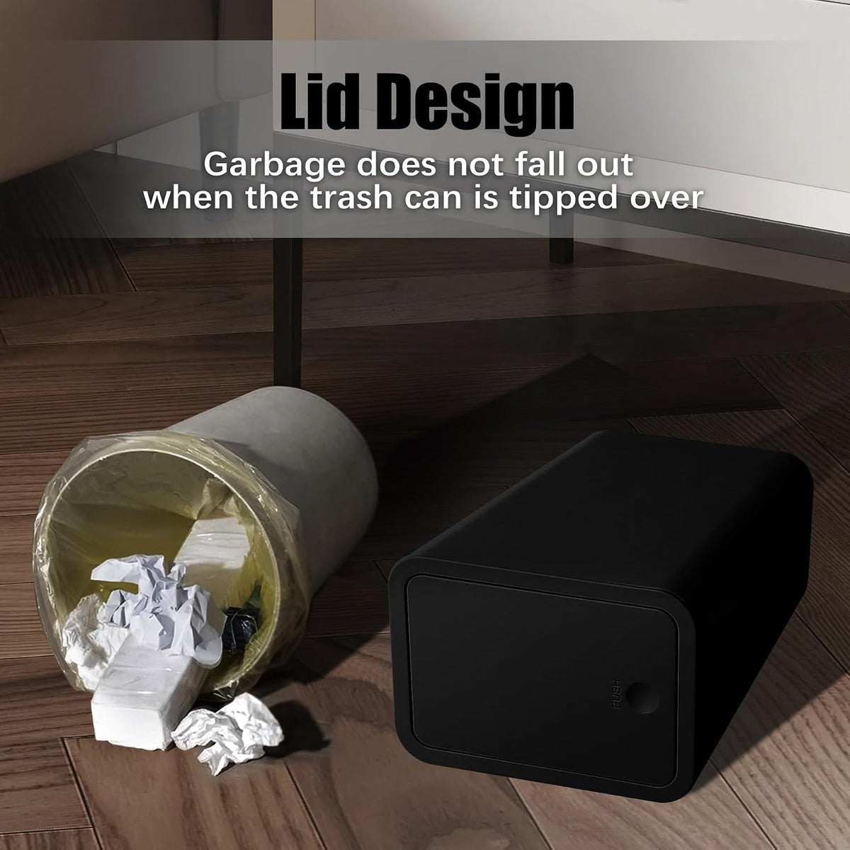 Bathroom Trash Can with Lid, 10 Liter/ 2.6 Gallon Slim Garbage Can, Small Trash Bin Waste Basket with Pop-Up Lid for Kitchen, Bedroom, Living Room, Office (Black)