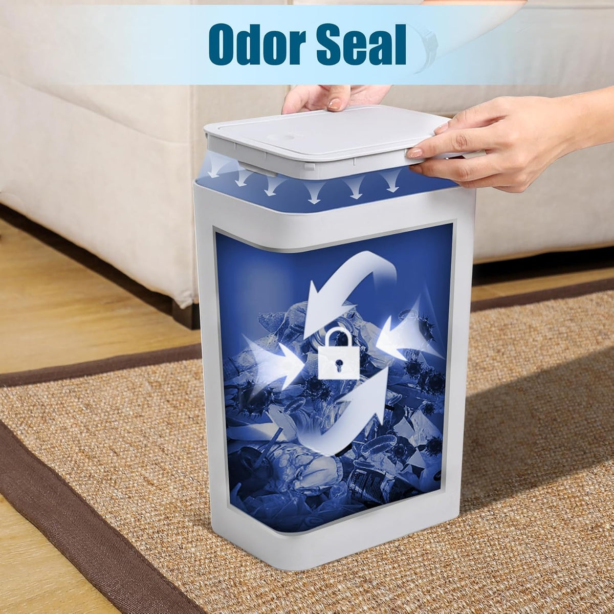 Bathroom Trash Can with Lid, 10 Liter/ 2.6 Gallon Slim Garbage Can, Small Trash Bin Waste Basket with Pop-Up Lid for Kitchen, Bedroom, Living Room, Office (Black)