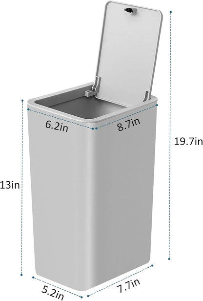 Bathroom Trash Can with Lid, 10 Liter/ 2.6 Gallon Slim Garbage Can, Small Trash Bin Waste Basket with Pop-Up Lid for Kitchen, Bedroom, Living Room, Office (Black)