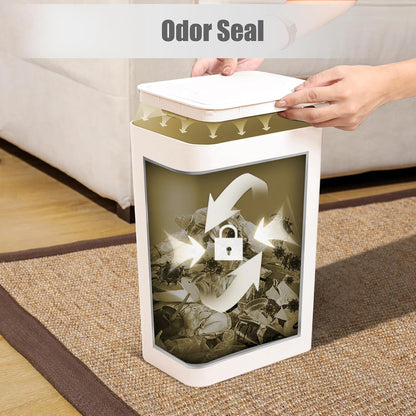 Bathroom Trash Can with Lid, 10 Liter/ 2.6 Gallon Slim Garbage Can, Small Trash Bin Waste Basket with Pop-Up Lid for Kitchen, Bedroom, Living Room, Office (Black)