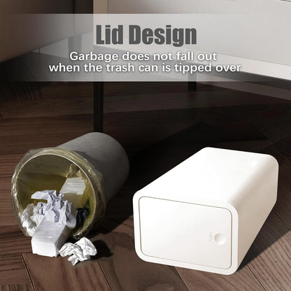 Bathroom Trash Can with Lid, 10 Liter/ 2.6 Gallon Slim Garbage Can, Small Trash Bin Waste Basket with Pop-Up Lid for Kitchen, Bedroom, Living Room, Office (Black)