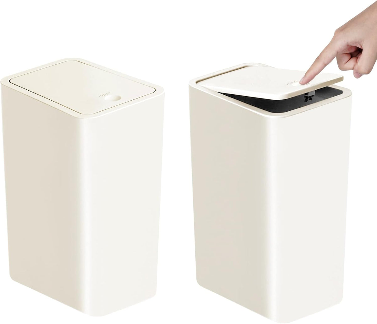 Bathroom Trash Can with Lid, 10 Liter/ 2.6 Gallon Slim Garbage Can, Small Trash Bin Waste Basket with Pop-Up Lid for Kitchen, Bedroom, Living Room, Office (Black)