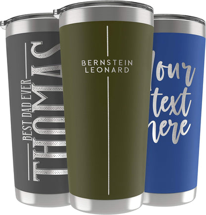 Personalized Gifts For Men - 20 Oz. Custom Tumblers w/Lid, Royal Blue - Insulated Travel Coffee Mugs - Optional Straw Set, Stainless Steel Double Wall Coffee Tumbler, Personalized Cups