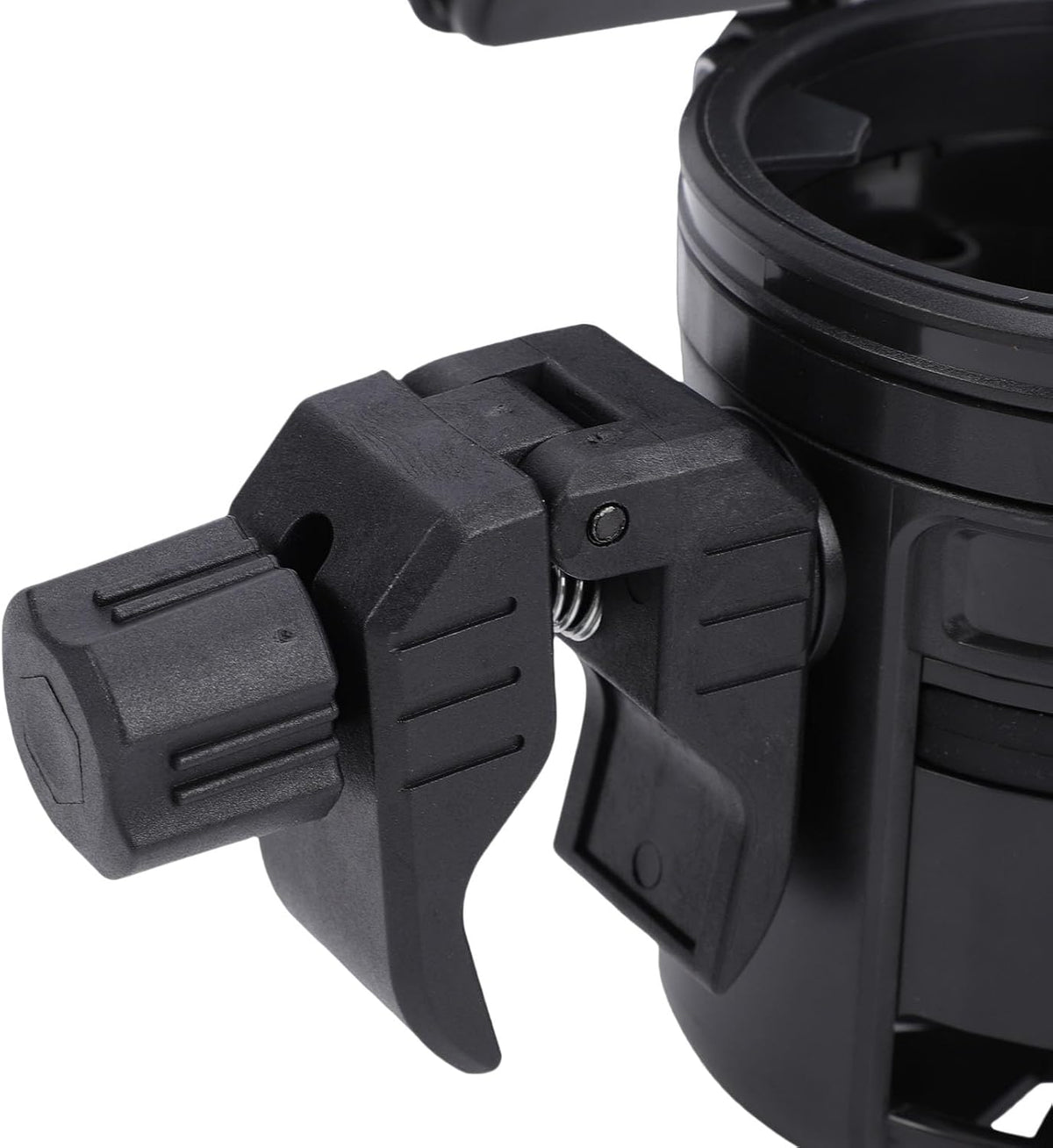 Stroller Cup Holder with Phone Mount, 360 Degree Rotatable Water Bottle Rack for Bike Handles 23mm to 40mm, Foldable Dual Beverage Organizer for Parents