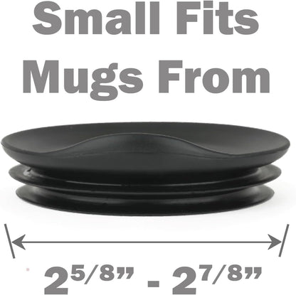 Reusable, Dishwasher-Safe Silicone Lid for Coffee Cups and Mugs | Take Your Favorite Cup/Mug/Tumbler To-Go - This Lid fits drinkware with 3” to 3¼” Inside Diameter - Medium Size, Black