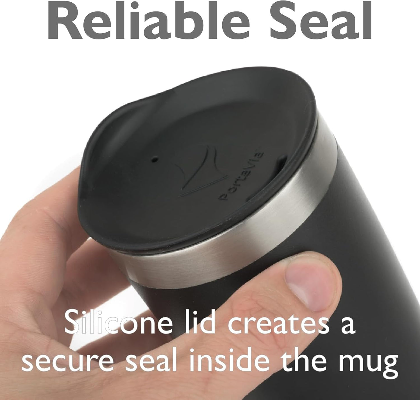 Reusable, Dishwasher-Safe Silicone Lid for Coffee Cups and Mugs | Take Your Favorite Cup/Mug/Tumbler To-Go - This Lid fits drinkware with 3” to 3¼” Inside Diameter - Medium Size, Black