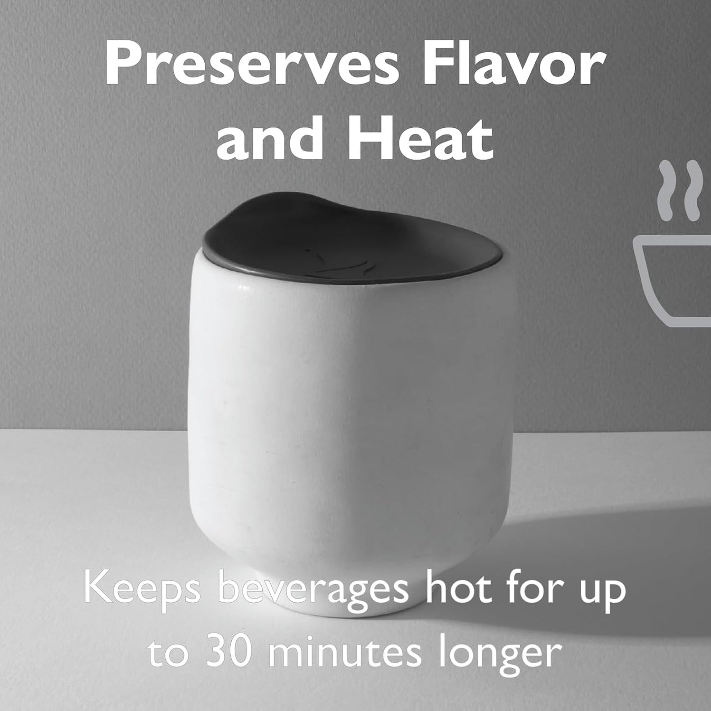Reusable, Dishwasher-Safe Silicone Lid for Coffee Cups and Mugs | Take Your Favorite Cup/Mug/Tumbler To-Go - This Lid fits drinkware with 3” to 3¼” Inside Diameter - Medium Size, Black