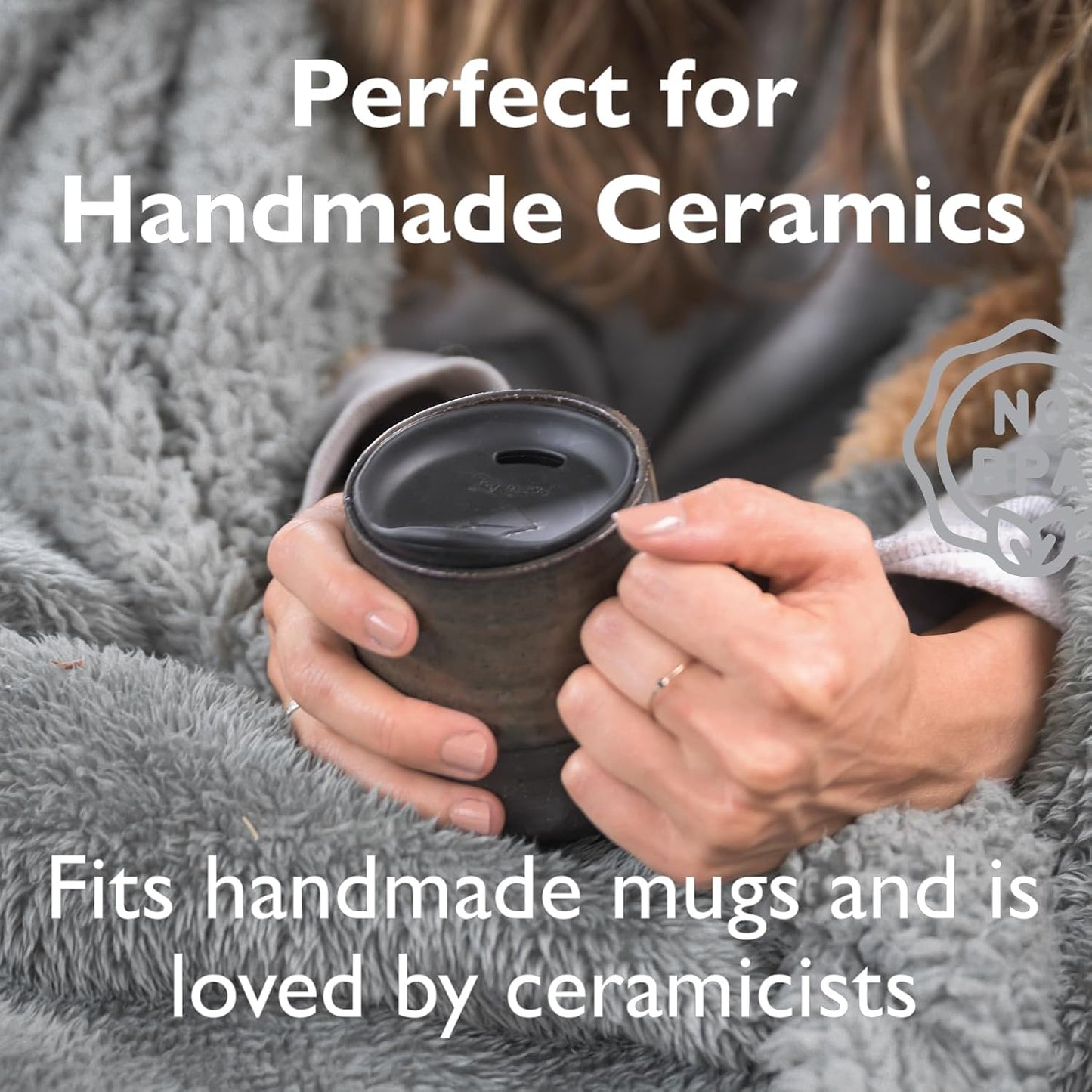 Reusable, Dishwasher-Safe Silicone Lid for Coffee Cups and Mugs | Take Your Favorite Cup/Mug/Tumbler To-Go - This Lid fits drinkware with 3” to 3¼” Inside Diameter - Medium Size, Black