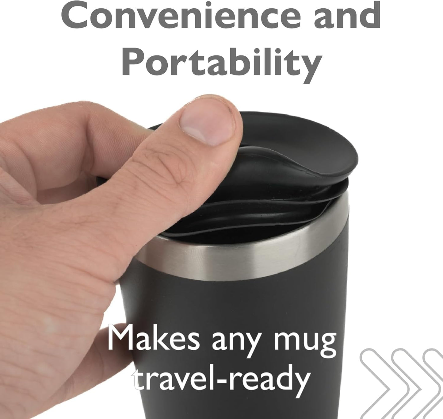 Reusable, Dishwasher-Safe Silicone Lid for Coffee Cups and Mugs | Take Your Favorite Cup/Mug/Tumbler To-Go - This Lid fits drinkware with 3” to 3¼” Inside Diameter - Medium Size, Black