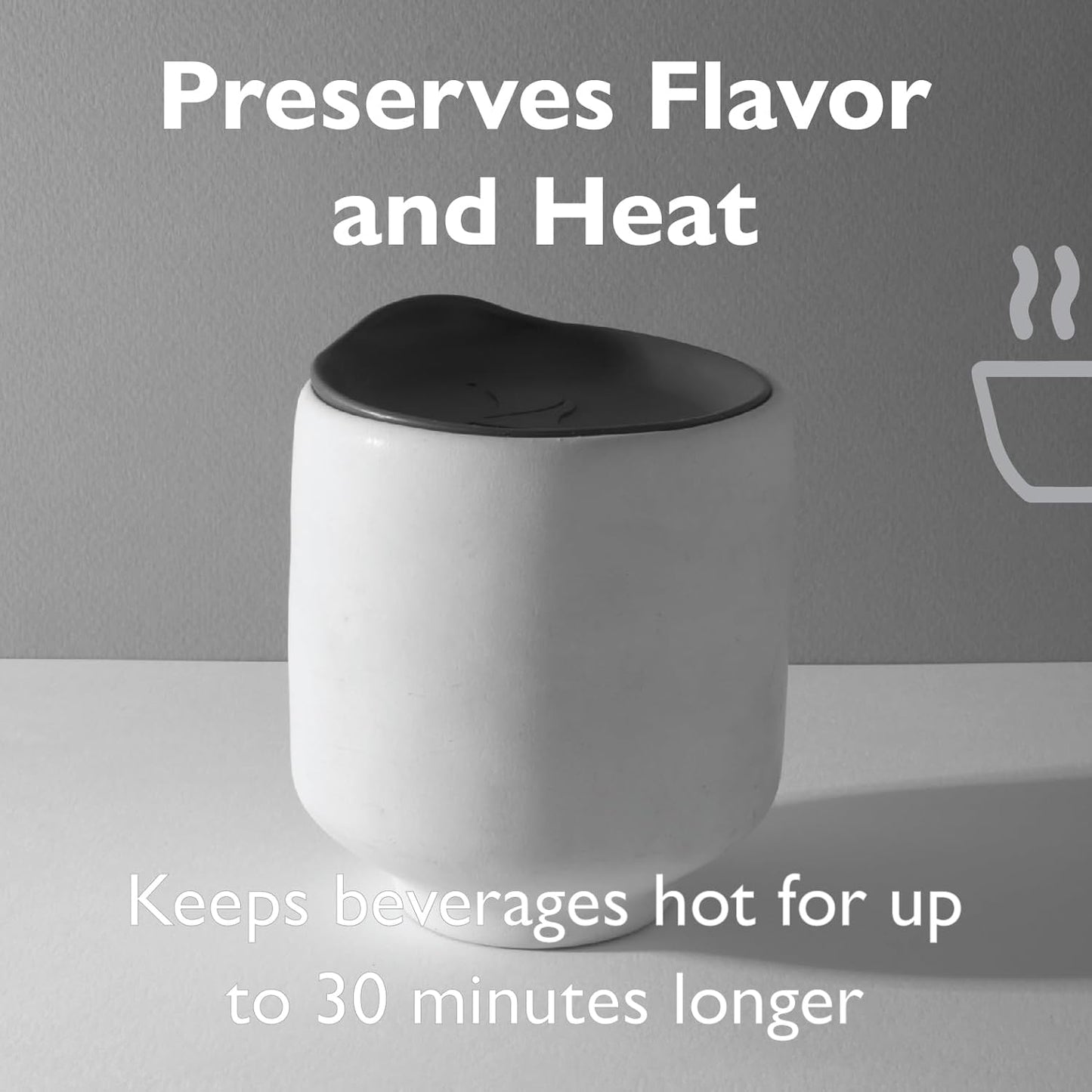 Reusable, Dishwasher-Safe Silicone Lid for Coffee Cups and Mugs | Take Your Favorite Cup/Mug/Tumbler To-Go - This Lid fits drinkware with 3” to 3¼” Inside Diameter - Medium Size, Black