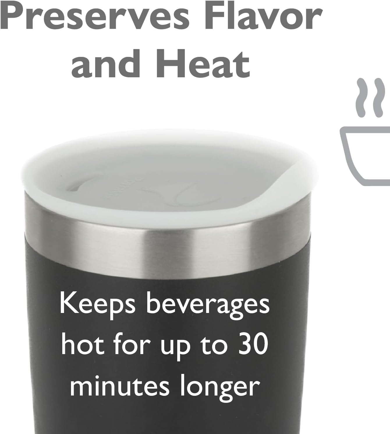 Reusable, Dishwasher-Safe Silicone Lid for Coffee Cups and Mugs | Take Your Favorite Cup/Mug/Tumbler To-Go - This Lid fits drinkware with 3” to 3¼” Inside Diameter - Medium Size, Black
