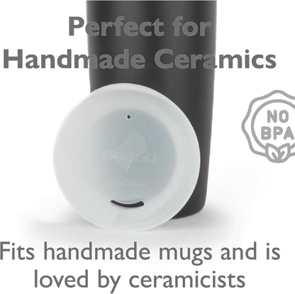 Reusable, Dishwasher-Safe Silicone Lid for Coffee Cups and Mugs | Take Your Favorite Cup/Mug/Tumbler To-Go - This Lid fits drinkware with 3” to 3¼” Inside Diameter - Medium Size, Black