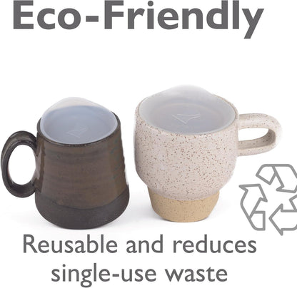 Reusable, Dishwasher-Safe Silicone Lid for Coffee Cups and Mugs | Take Your Favorite Cup/Mug/Tumbler To-Go - This Lid fits drinkware with 3” to 3¼” Inside Diameter - Medium Size, Black