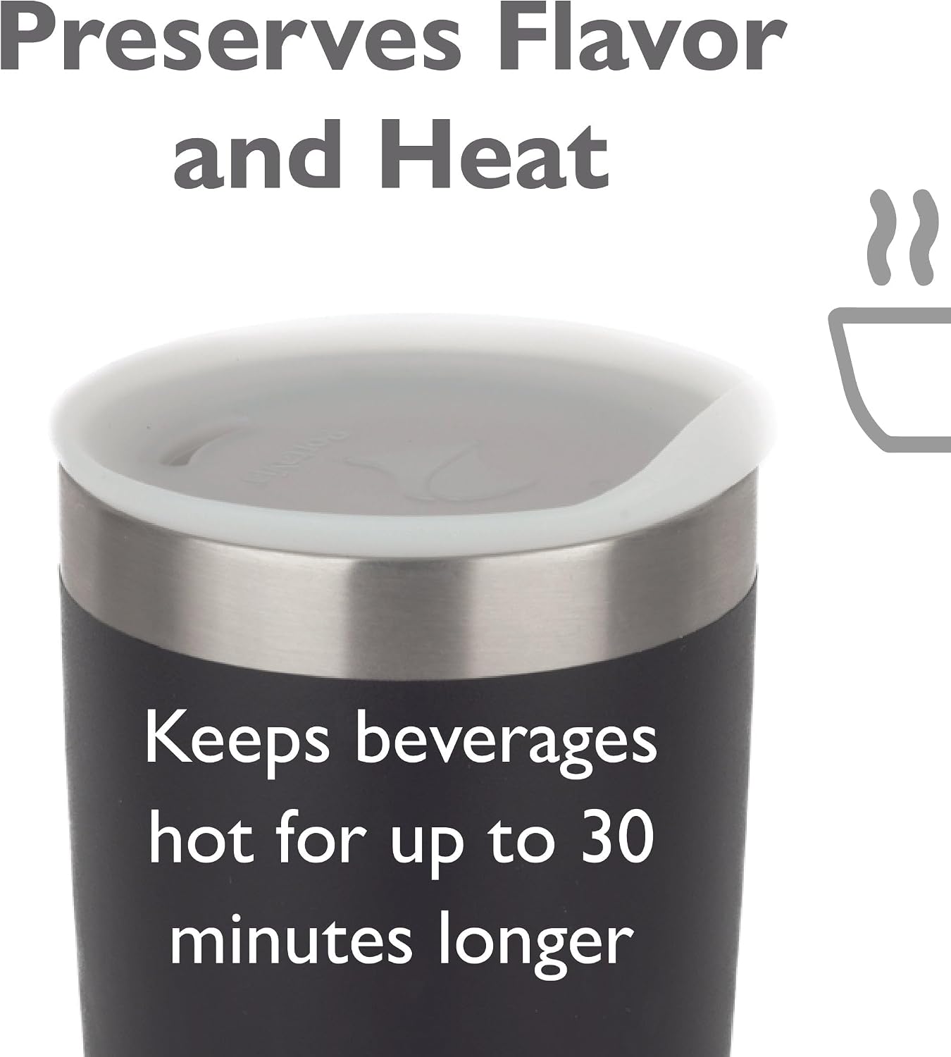 Reusable, Dishwasher-Safe Silicone Lid for Coffee Cups and Mugs | Take Your Favorite Cup/Mug/Tumbler To-Go - This Lid fits drinkware with 3” to 3¼” Inside Diameter - Medium Size, Black