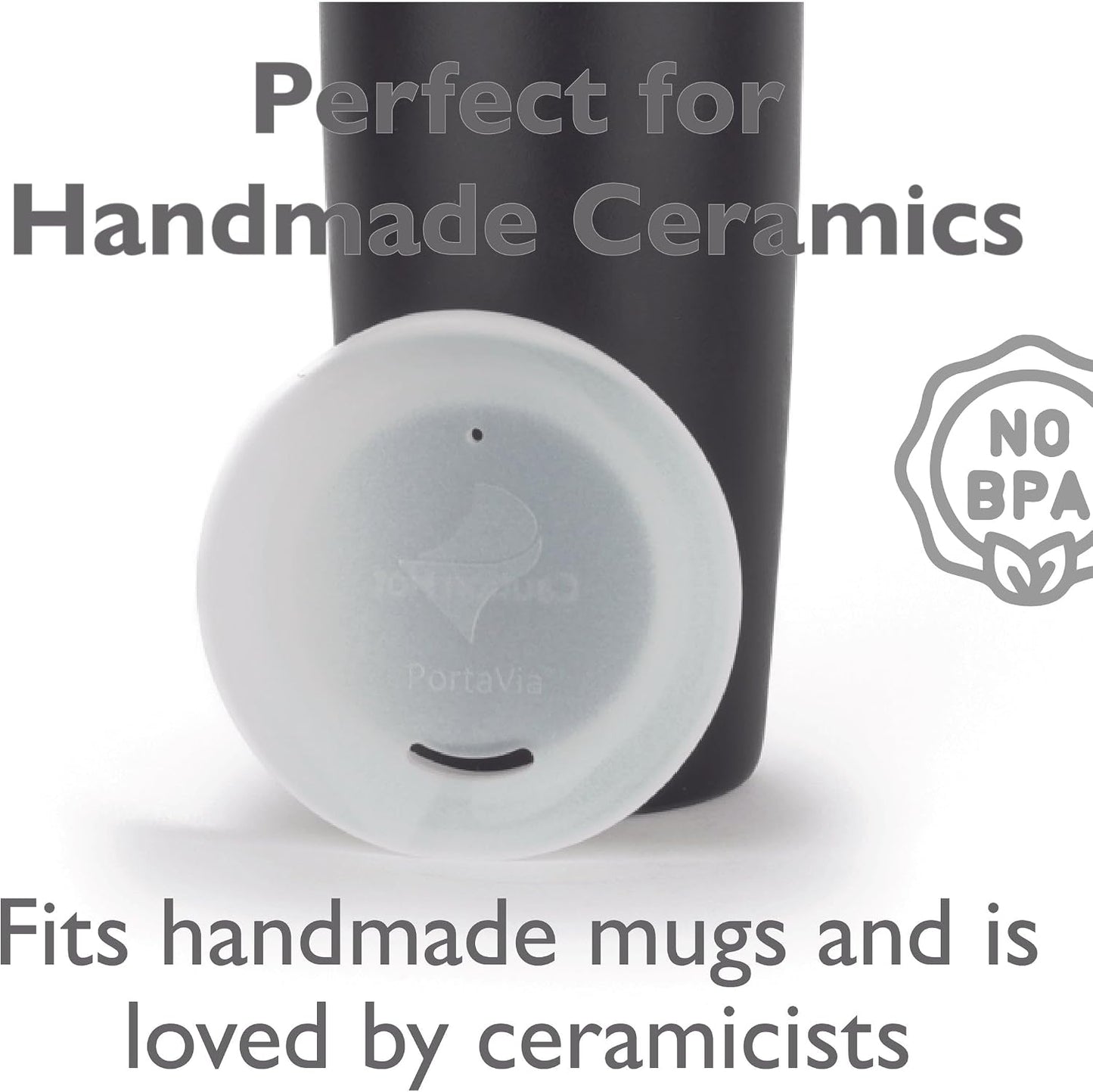 Reusable, Dishwasher-Safe Silicone Lid for Coffee Cups and Mugs | Take Your Favorite Cup/Mug/Tumbler To-Go - This Lid fits drinkware with 3” to 3¼” Inside Diameter - Medium Size, Black