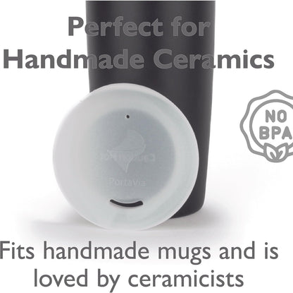 Reusable, Dishwasher-Safe Silicone Lid for Coffee Cups and Mugs | Take Your Favorite Cup/Mug/Tumbler To-Go - This Lid fits drinkware with 3” to 3¼” Inside Diameter - Medium Size, Black