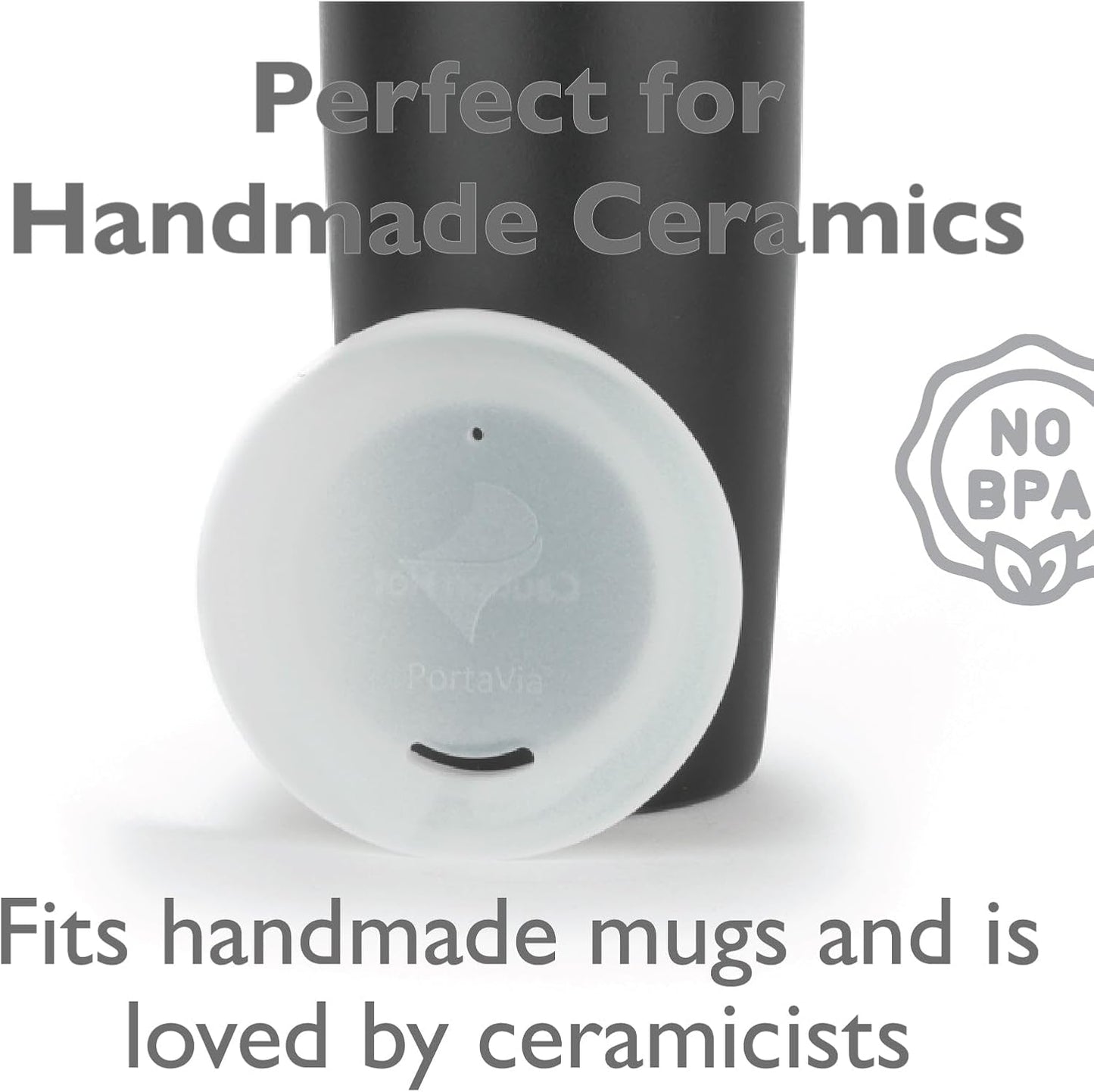 Reusable, Dishwasher-Safe Silicone Lid for Coffee Cups and Mugs | Take Your Favorite Cup/Mug/Tumbler To-Go - This Lid fits drinkware with 3” to 3¼” Inside Diameter - Medium Size, Black