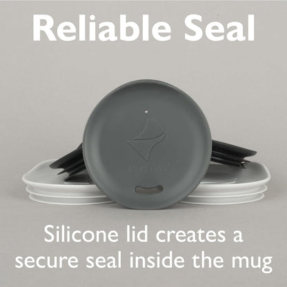 Reusable, Dishwasher-Safe Silicone Lid for Coffee Cups and Mugs | Take Your Favorite Cup/Mug/Tumbler To-Go - This Lid fits drinkware with 3” to 3¼” Inside Diameter - Medium Size, Black
