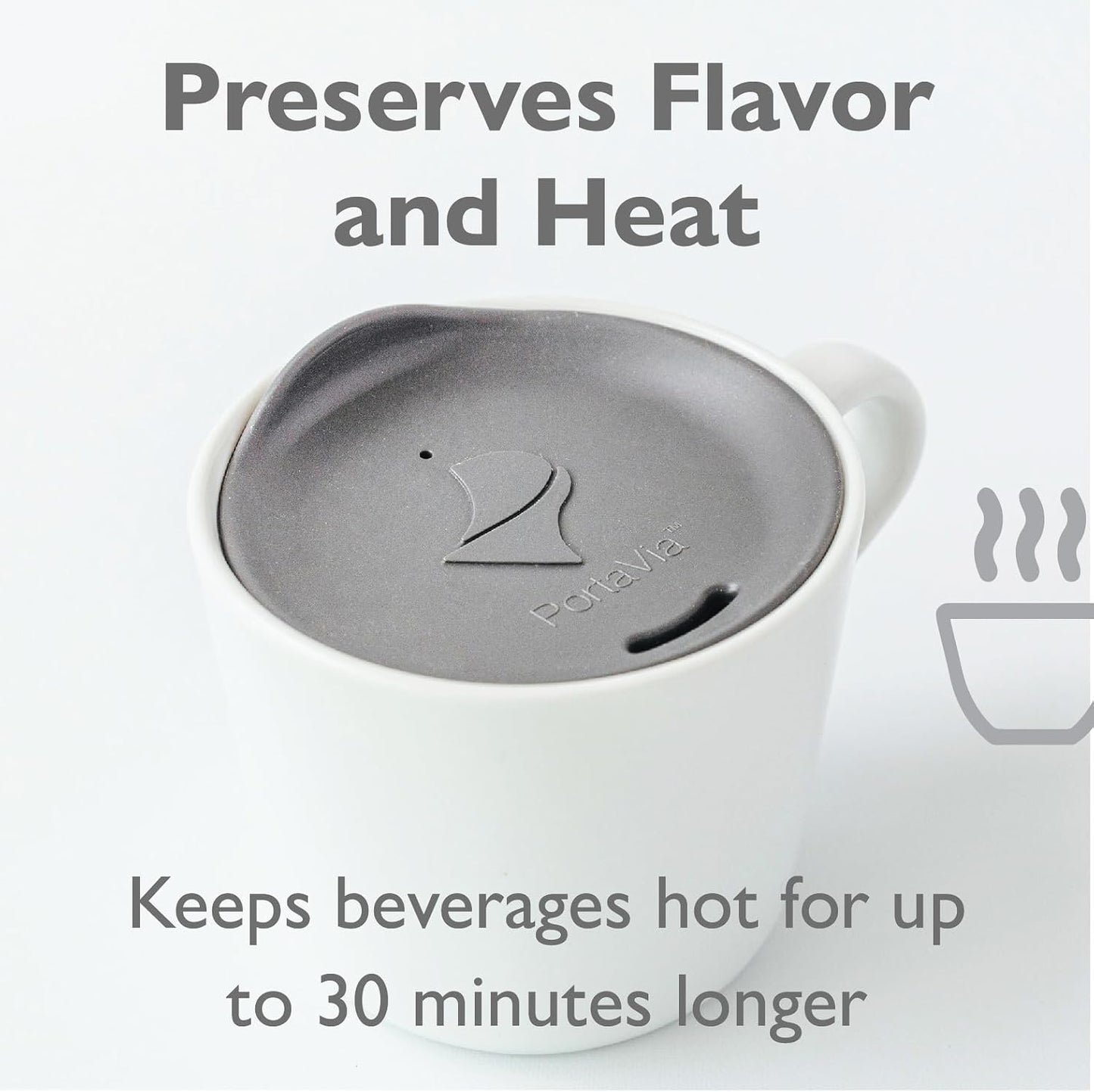 Reusable, Dishwasher-Safe Silicone Lid for Coffee Cups and Mugs | Take Your Favorite Cup/Mug/Tumbler To-Go - This Lid fits drinkware with 3” to 3¼” Inside Diameter - Medium Size, Black
