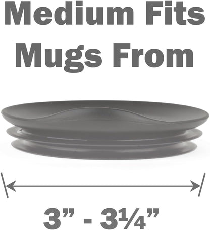 Reusable, Dishwasher-Safe Silicone Lid for Coffee Cups and Mugs | Take Your Favorite Cup/Mug/Tumbler To-Go - This Lid fits drinkware with 3” to 3¼” Inside Diameter - Medium Size, Black