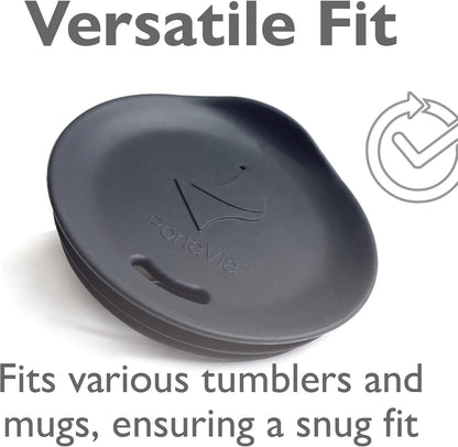 Reusable, Dishwasher-Safe Silicone Lid for Coffee Cups and Mugs | Take Your Favorite Cup/Mug/Tumbler To-Go - This Lid fits drinkware with 3” to 3¼” Inside Diameter - Medium Size, Black