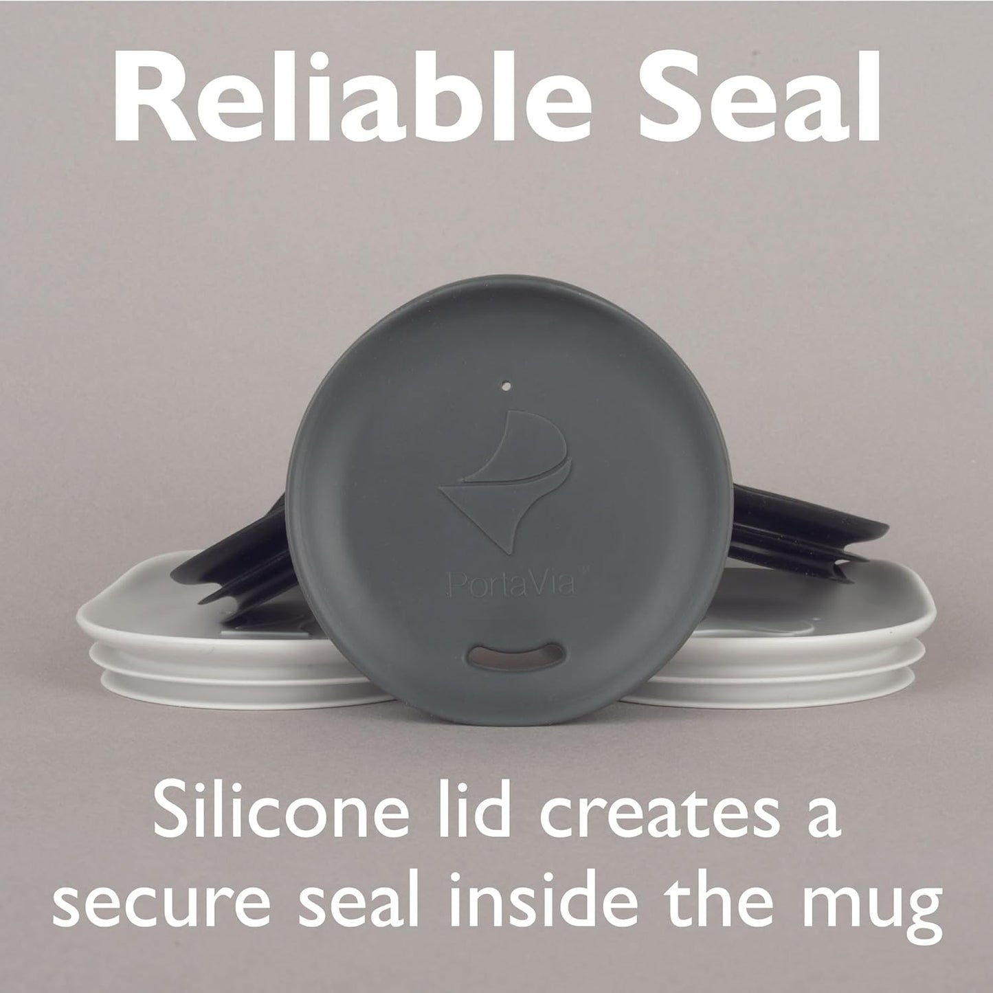 Reusable, Dishwasher-Safe Silicone Lid for Coffee Cups and Mugs | Take Your Favorite Cup/Mug/Tumbler To-Go - This Lid fits drinkware with 3” to 3¼” Inside Diameter - Medium Size, Black