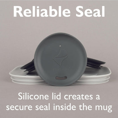 Reusable, Dishwasher-Safe Silicone Lid for Coffee Cups and Mugs | Take Your Favorite Cup/Mug/Tumbler To-Go - This Lid fits drinkware with 3” to 3¼” Inside Diameter - Medium Size, Black