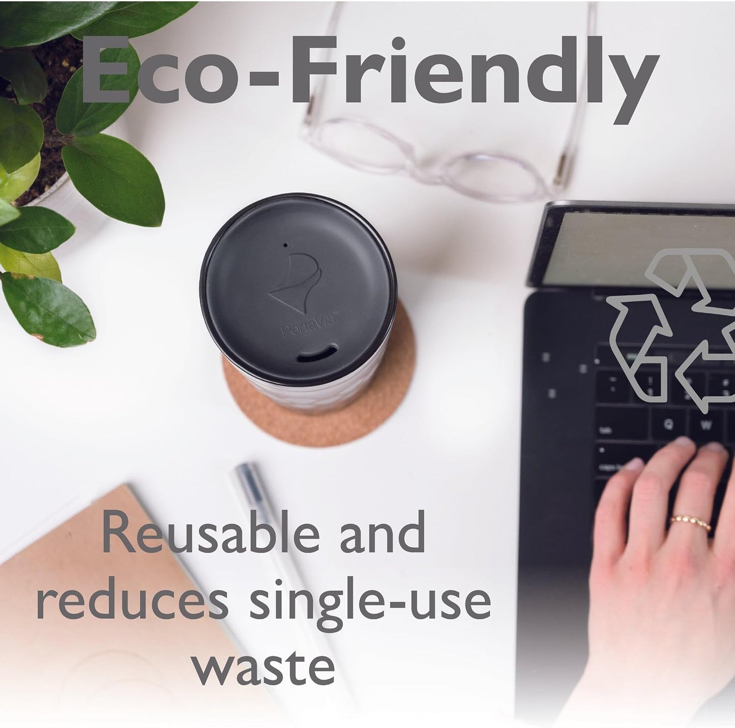 Reusable, Dishwasher-Safe Silicone Lid for Coffee Cups and Mugs | Take Your Favorite Cup/Mug/Tumbler To-Go - This Lid fits drinkware with 3” to 3¼” Inside Diameter - Medium Size, Black