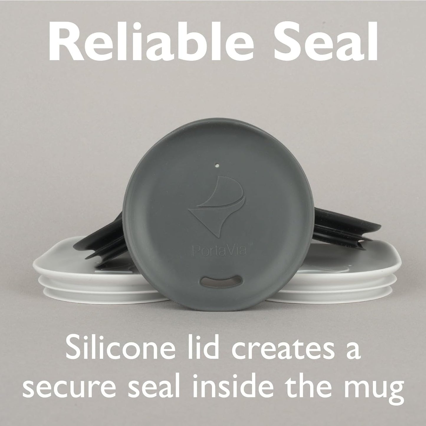 Reusable, Dishwasher-Safe Silicone Lid for Coffee Cups and Mugs | Take Your Favorite Cup/Mug/Tumbler To-Go - This Lid fits drinkware with 3” to 3¼” Inside Diameter - Medium Size, Black