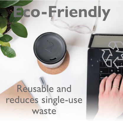 Reusable, Dishwasher-Safe Silicone Lid for Coffee Cups and Mugs | Take Your Favorite Cup/Mug/Tumbler To-Go - This Lid fits drinkware with 3” to 3¼” Inside Diameter - Medium Size, Black