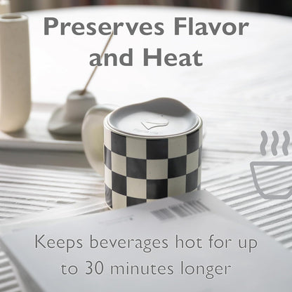 Reusable, Dishwasher-Safe Silicone Lid for Coffee Cups and Mugs | Take Your Favorite Cup/Mug/Tumbler To-Go - This Lid fits drinkware with 3” to 3¼” Inside Diameter - Medium Size, Black