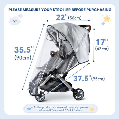bemece Universal Stroller Rain Cover, Clear EVA Shield with Side Air Vents