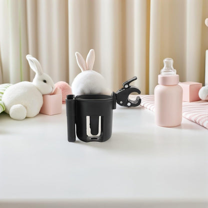 2pcs Stroller Cup Holder and Phone Holder for Parents Portable Black Parent Compatible with Stroller Handlebar Sippy Container for Travel and Outdoor Use