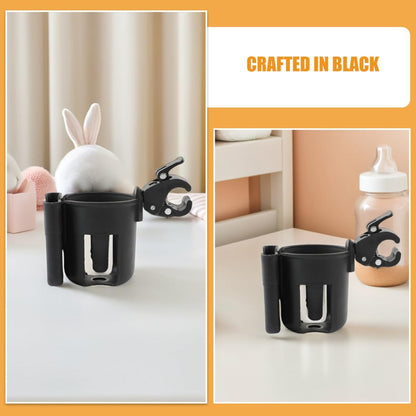 2pcs Stroller Cup Holder and Phone Holder for Parents Portable Black Parent Compatible with Stroller Handlebar Sippy Container for Travel and Outdoor Use