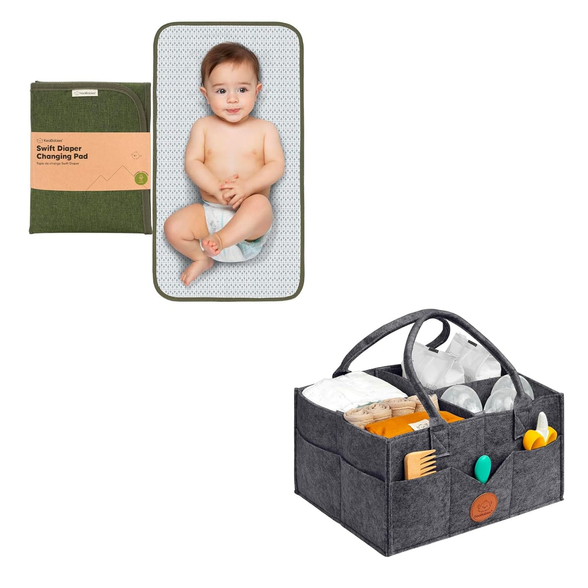 Portable Diaper Changing Pad and Diaper Caddy Organizer - Travel Diaper Change Mat - Baby Organizer for Nursery, Lightweight Changing Pads for Baby
