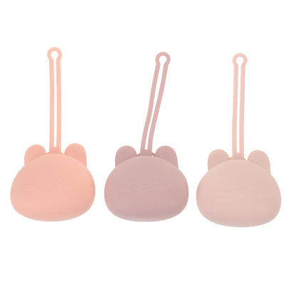 Silicone Pacifier Holder Case Portable Travel Pacifier Container Dustproof Storage Box for Soothers with Lid, 3pcs Set Suitable for Diaper Bags and Strollers