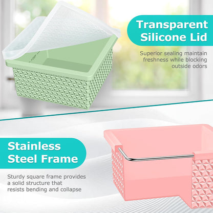 Silicone Freezer Molds for Soup Cube - 2-Cup Freezer Storage Container Tray with Lid,4 Pack Stackable Ice Cube Trays for Portion Control,Food Storage & Meal Prep (Lake Blue+Dark Gray+Orange+Yellow)