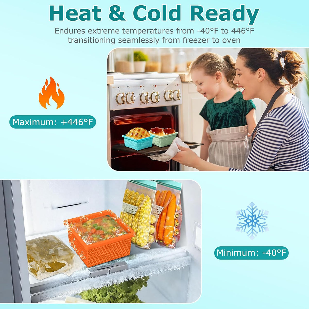 Silicone Freezer Molds for Soup Cube - 2-Cup Freezer Storage Container Tray with Lid,4 Pack Stackable Ice Cube Trays for Portion Control,Food Storage & Meal Prep (Lake Blue+Dark Gray+Orange+Yellow)