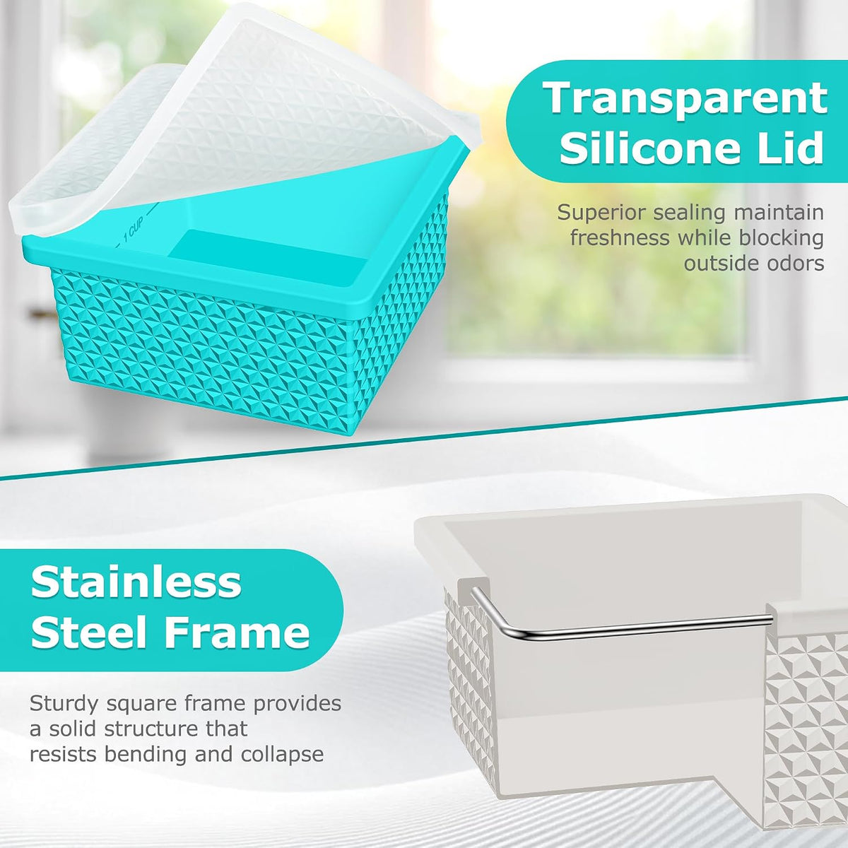 Silicone Freezer Molds for Soup Cube - 2-Cup Freezer Storage Container Tray with Lid,4 Pack Stackable Ice Cube Trays for Portion Control,Food Storage & Meal Prep (Lake Blue+Dark Gray+Orange+Yellow)