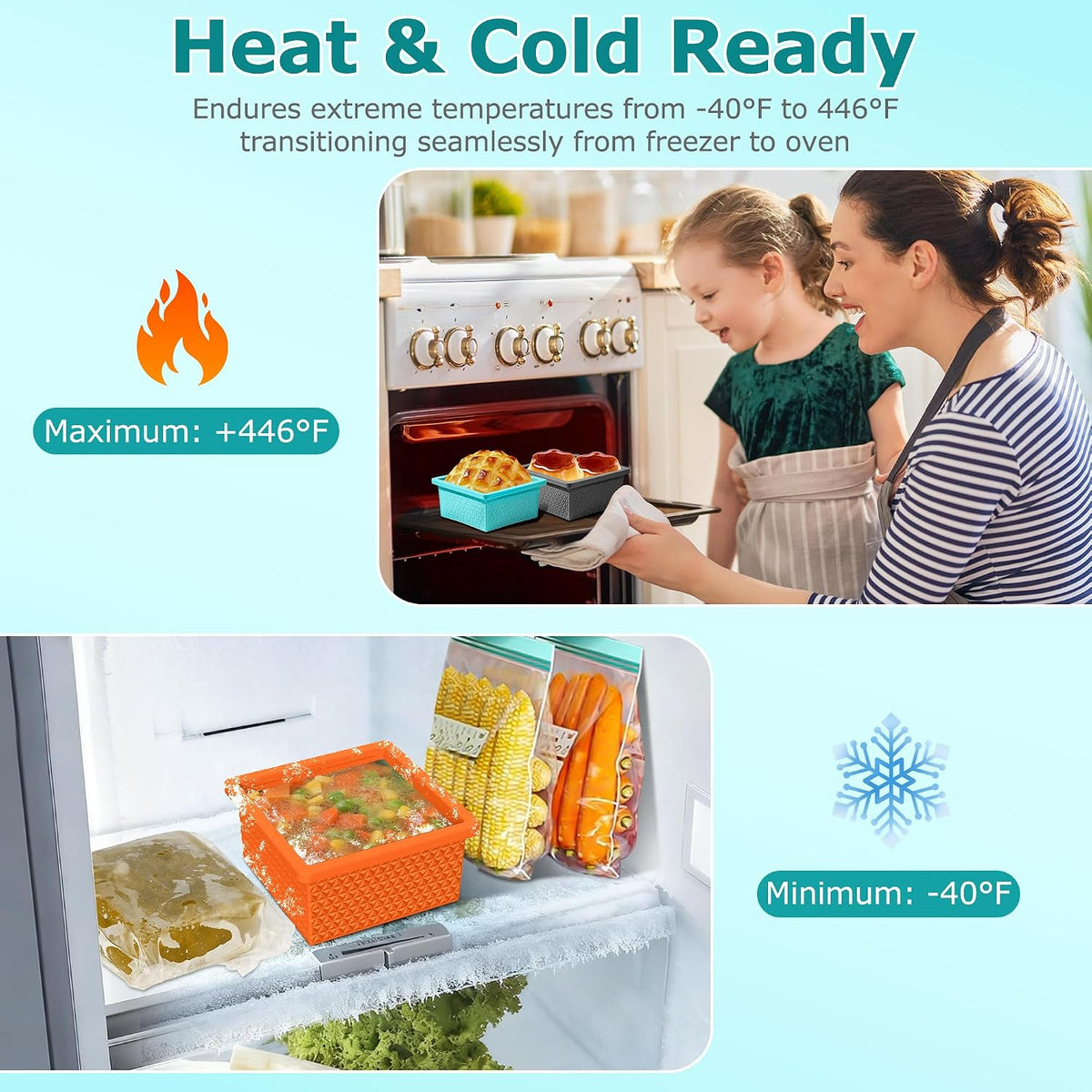 Silicone Freezer Molds for Soup Cube - 2-Cup Freezer Storage Container Tray with Lid,4 Pack Stackable Ice Cube Trays for Portion Control,Food Storage & Meal Prep (Lake Blue+Dark Gray+Orange+Yellow)