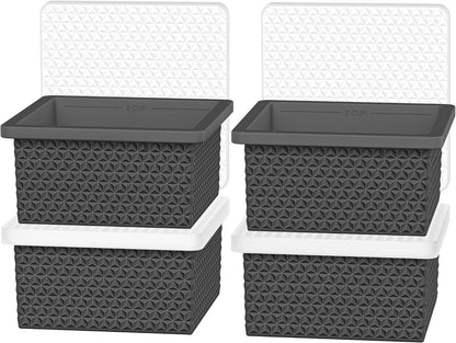 Silicone Freezer Molds for Soup Cube - 2-Cup Freezer Storage Container Tray with Lid,4 Pack Stackable Ice Cube Trays for Portion Control,Food Storage & Meal Prep (Lake Blue+Dark Gray+Orange+Yellow)